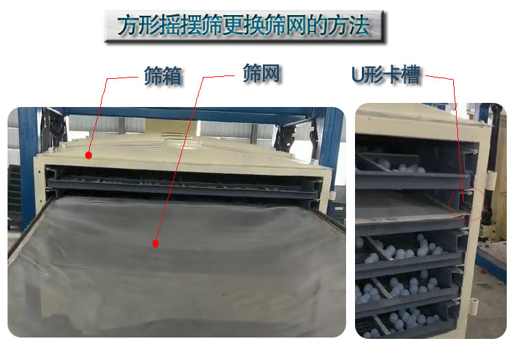 長方形搖擺篩選機(jī)換網(wǎng)方法